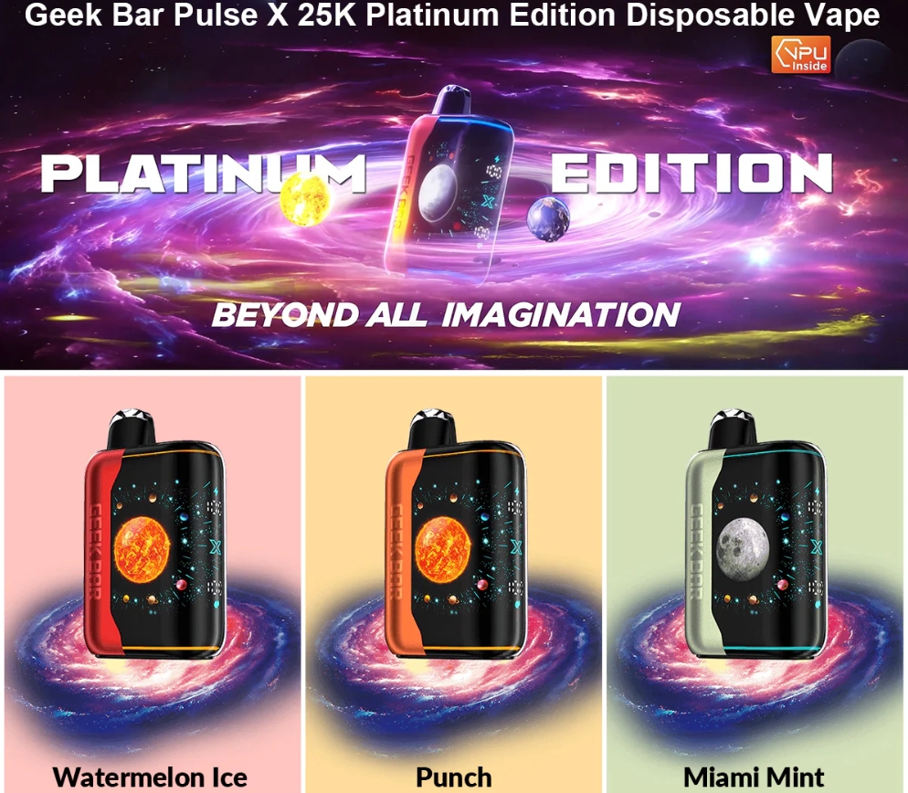Geek Bar Pulse X 25000 Puffs Platinum Edition Vape - Kyselý růžový prach: Revoluce v Českém Vapingovém Světě 2025